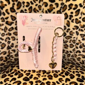 Juicy Couture Pink and Gold Hair Accessories Set/ bag charm